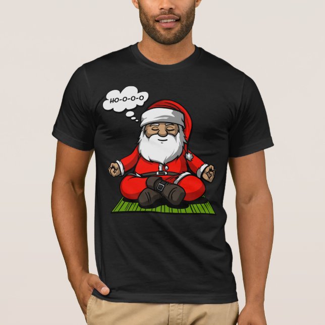 Santa Zen Yoga Meditation Christmas T-Shirt (Front)