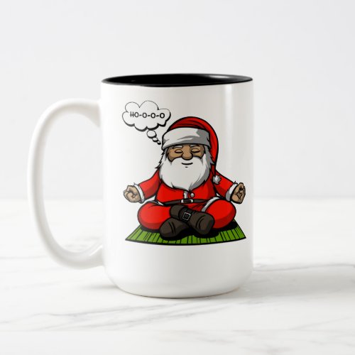 Santa Zen Yoga Meditation Christmas Two_Tone Coffee Mug