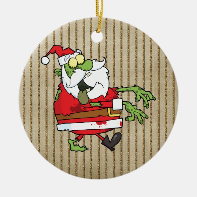 Santa Zombie Ceramic Ornament (Front)
