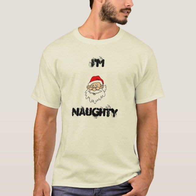 santaface[1], Naughty, I'm T-Shirt (Front)