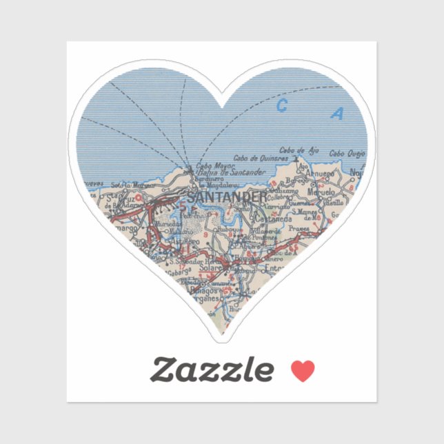 Santander Spain Map Sticker (Sheet)