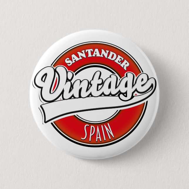 Santander Spain vintage style logo Button (Front)