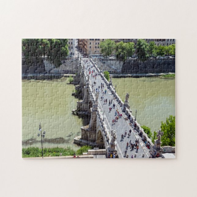Sant'Angelo bridge aerial view - Rome, Italy Jigsaw Puzzle (Horizontal)