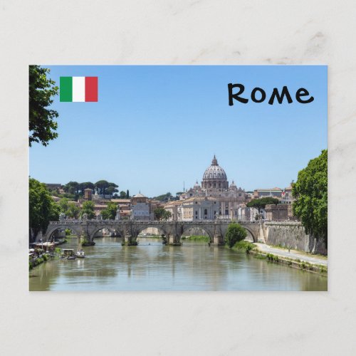 Santangelo bridge and St Peters Basilica _ Rome Postcard