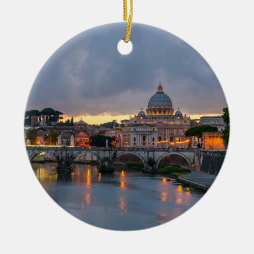 SantAngelo bridge Saint Peter Basilica Rome Italy Ceramic Ornament