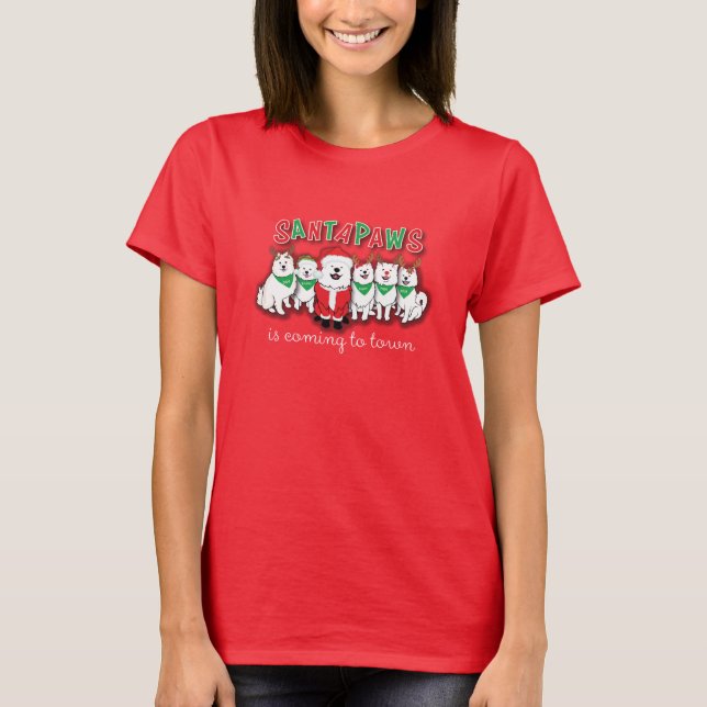 Santapaws is coming to town RED T-Shirt (Front)