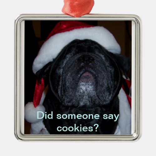 SantaPug Metal Ornament