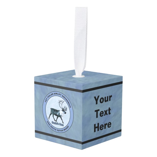 Santa's 1st Polar Airlift Sqdn - Subdued Cube Ornament (Front Angled)