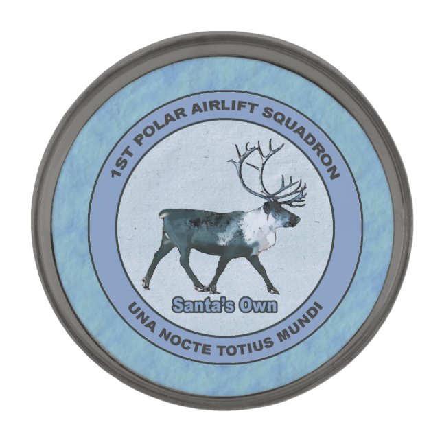 Santa's 1st Polar Airlift Sqdn - Subdued Gunmetal Finish Lapel Pin (Front)