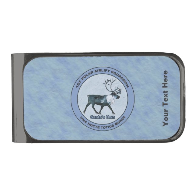 Santa's 1st Polar Airlift Sqdn - Subdued Gunmetal Finish Money Clip (Front)
