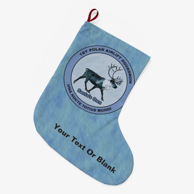 Santa's 1st Polar Airlift Sqdn - Subdued Large Christmas Stocking (Front (Hanging))