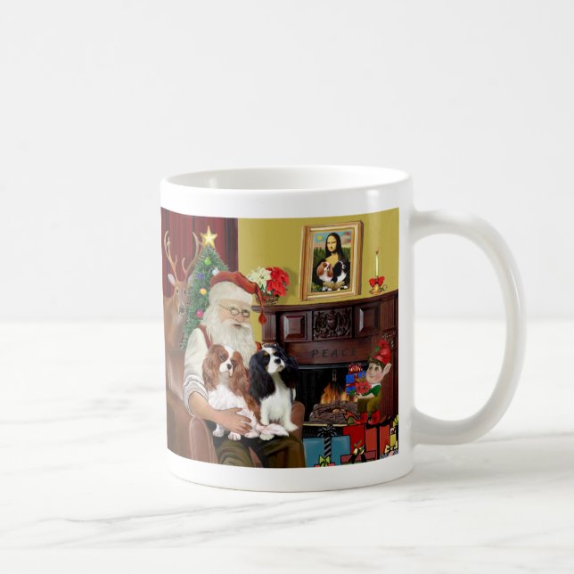 Santa's 2 Cavalier Kings Charles Coffee Mug (Right)