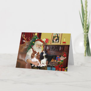Santa's 2 Cavalier Kings Charles Holiday Card
