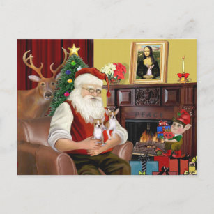 Santa's 2 Chihuahuas Holiday Postcard