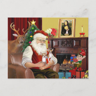 Santa's 2 Chihuahuas Holiday Postcard