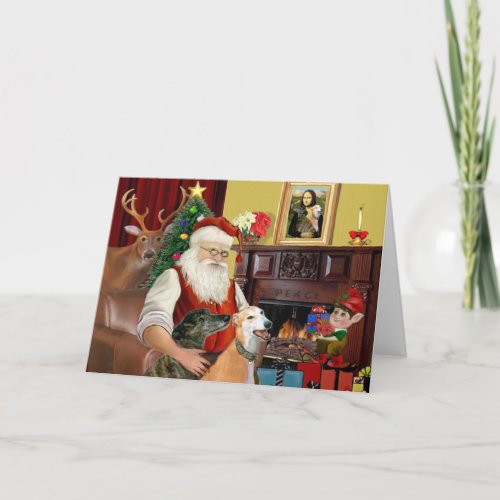 Santas 2 Greyhounds Holiday Card