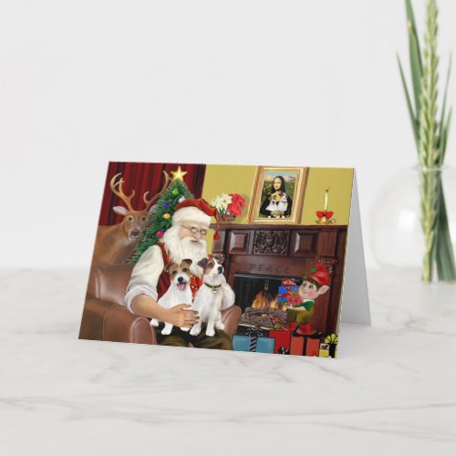 Santas 2 Jack Russells Holiday Card