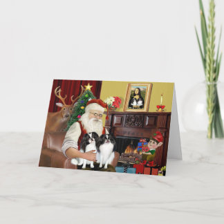 Santa's 2 Japanese Chin Holiday Card