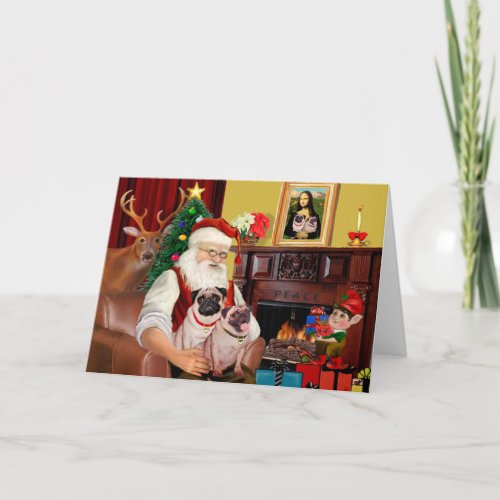 Santas 2 Pugs fB Holiday Card