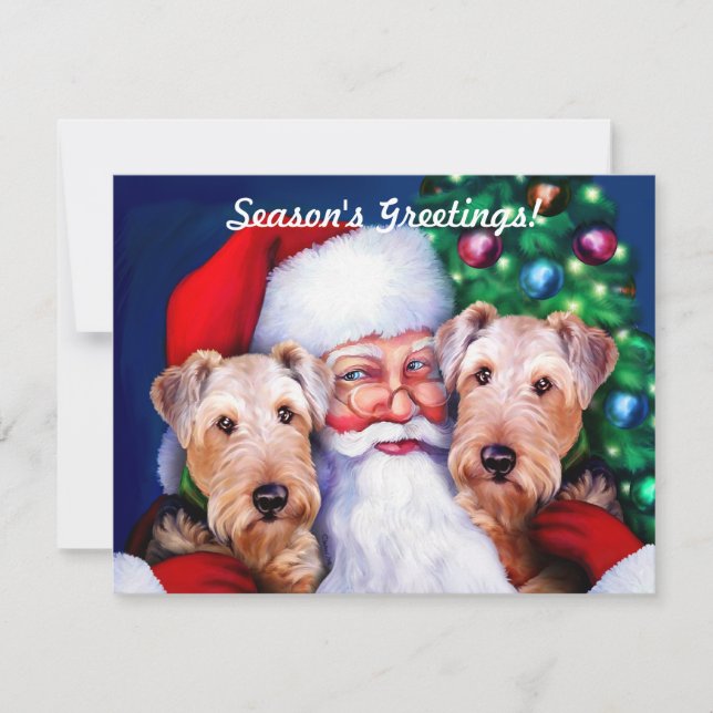 Santa's Airedale Terriers at Christmas Invitation (Front)
