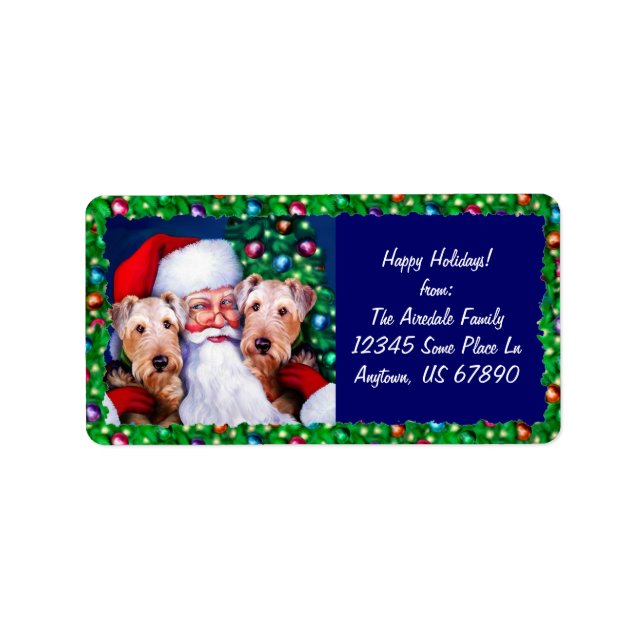 Santa's Airedale Terriers at Christmas Label (Front)