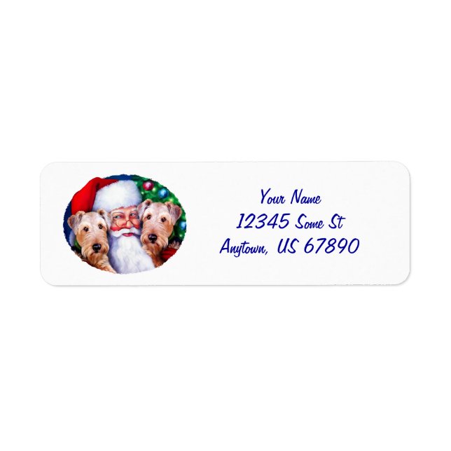 Santa's Airedale Terriers at Christmas Labels (Front)