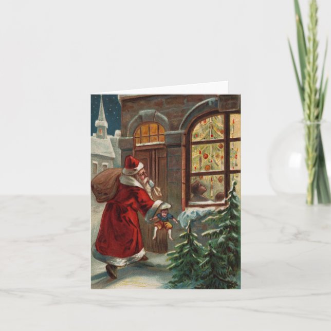 Santa's at the Door Note Card (Front)