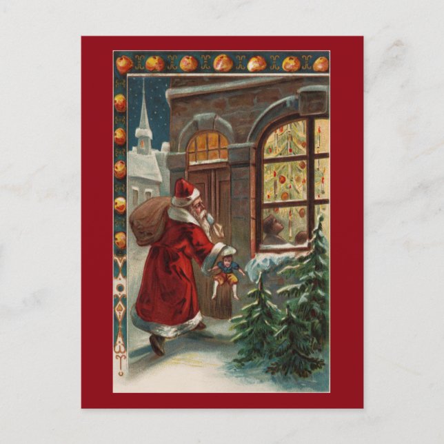 Santa's at the Door Postcard (Front)