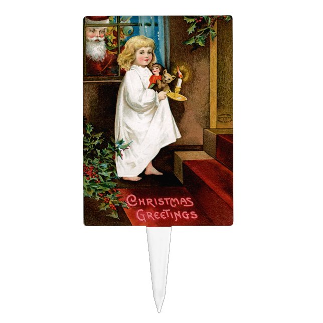 Santa's at the Window Cake Topper (Front)