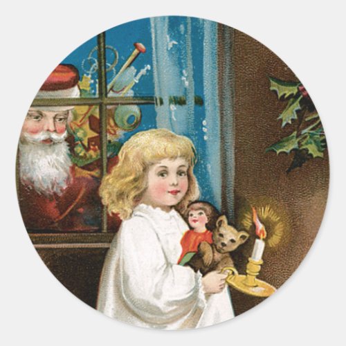 Santas at the Window Classic Round Sticker