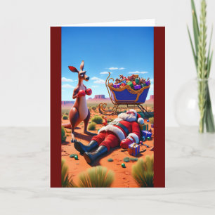 Santa's Aussie Surprise Holiday Card