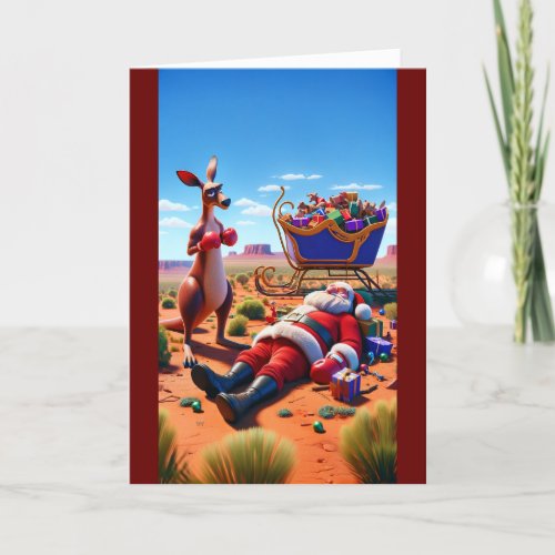 Santas Aussie Surprise Holiday Card