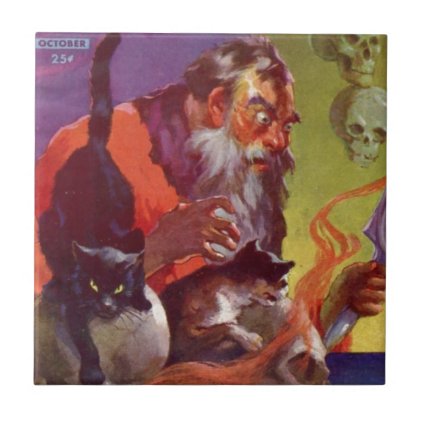 Santa's Bad Cats Ceramic Tile