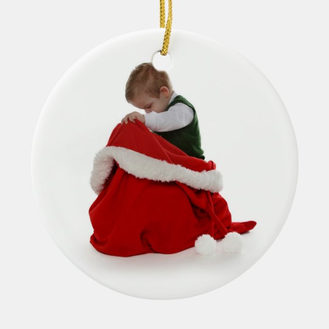 Santa's Bag Ceramic Ornament (Front)