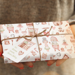 Santa&#39;s Bakery Wrapping Paper Flat Sheet Set of 3