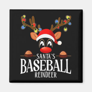 Santa's Baseball Reindeer Funny Xmas Matching Pjs  Magnet