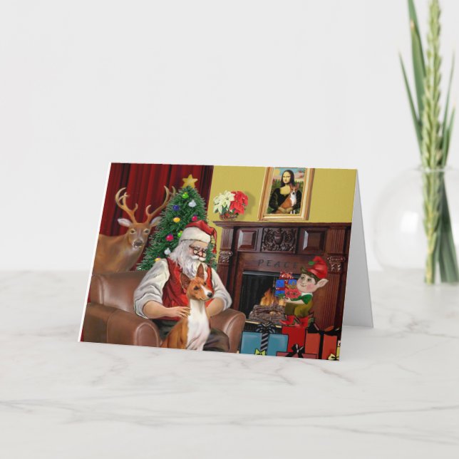 Santa's Basenji Holiday Card (Front)