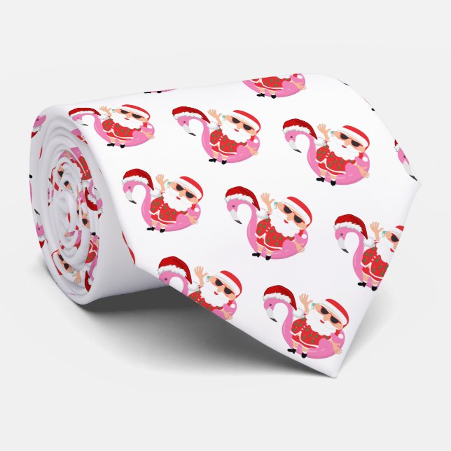 Santa's Beach Christmas Holiday  Neck Tie (Rolled)