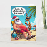 Santas Beach Day Funny Christmas Card
