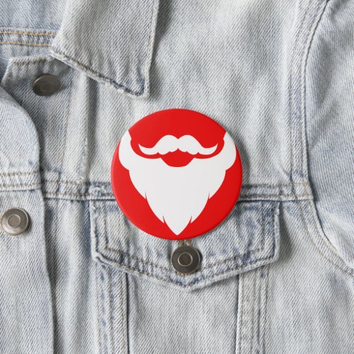 Santas beard graphic red white christmas button