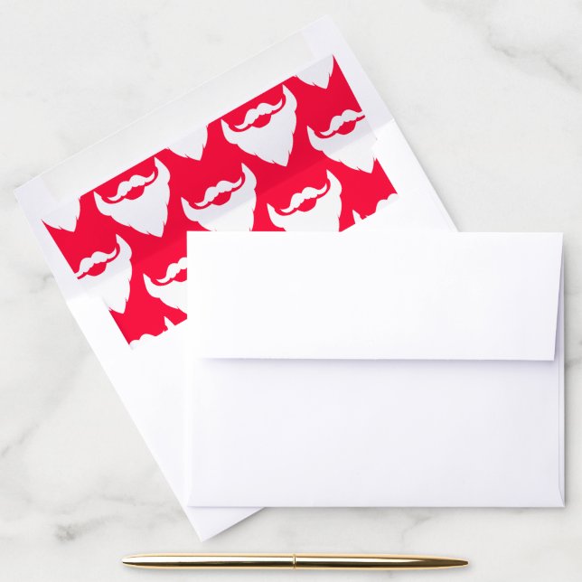 Santa's beards patterned red white Christmas Envelope Liner (Desk)
