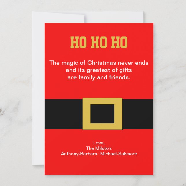 Santa's Belt Buckle Christmas Card (Front)