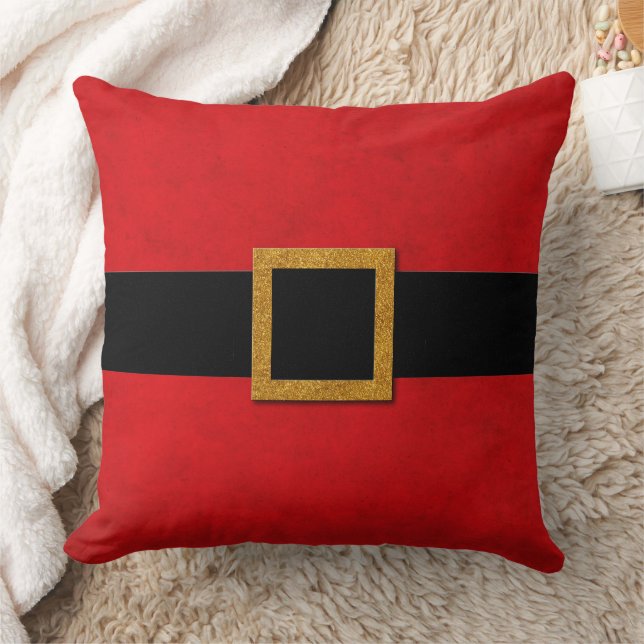 Santa's Belt Buckle Throw Pillow (Blanket)
