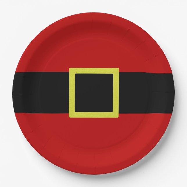 Santa's Belt | Christmas Holiday Paper Plates (Front)
