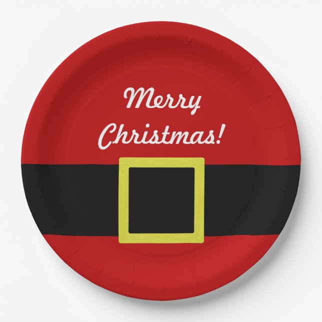 Santa's Belt | Christmas Holiday | Personalized Paper Plates (Front)