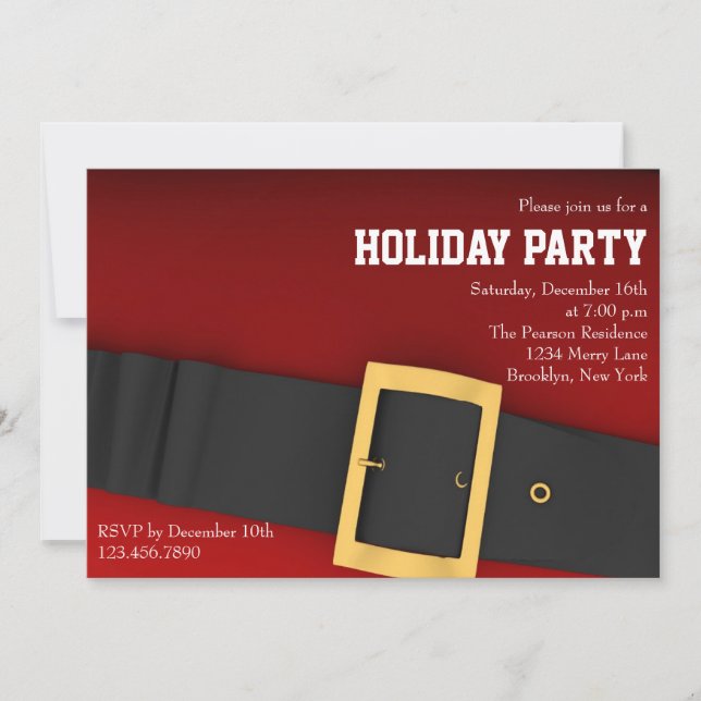Santa's Belt Holiday Party Invitation (Front)