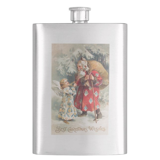 Santa's Best Christmas Wishes Hip Flask (Front)