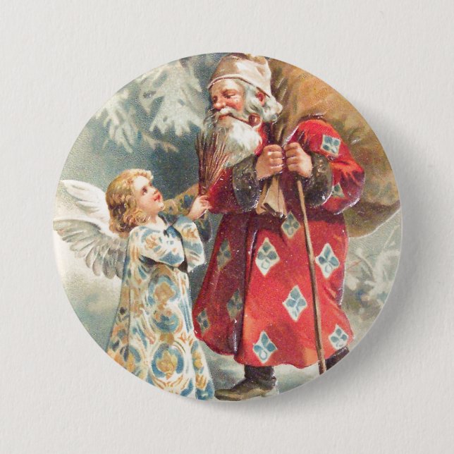 Santa's Best Christmas Wishes Pinback Button (Front)