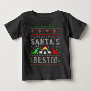 Santa's Bestie Dino Winter Christmas Ugly Sweater