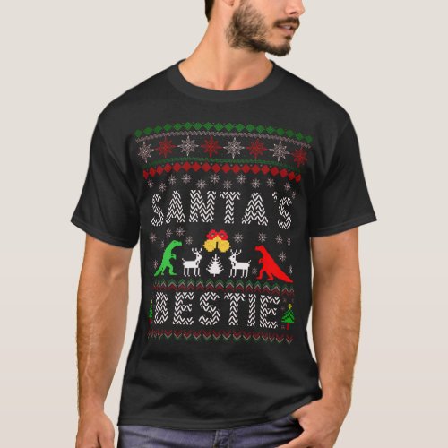 Santas Bestie Dino Winter Christmas Ugly Sweater 